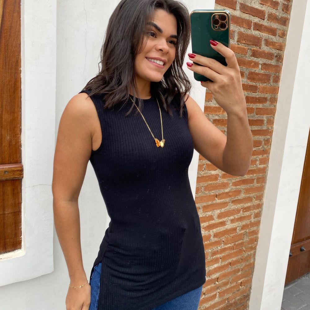 Blusa maxi preta - Maranata Moda Feminina