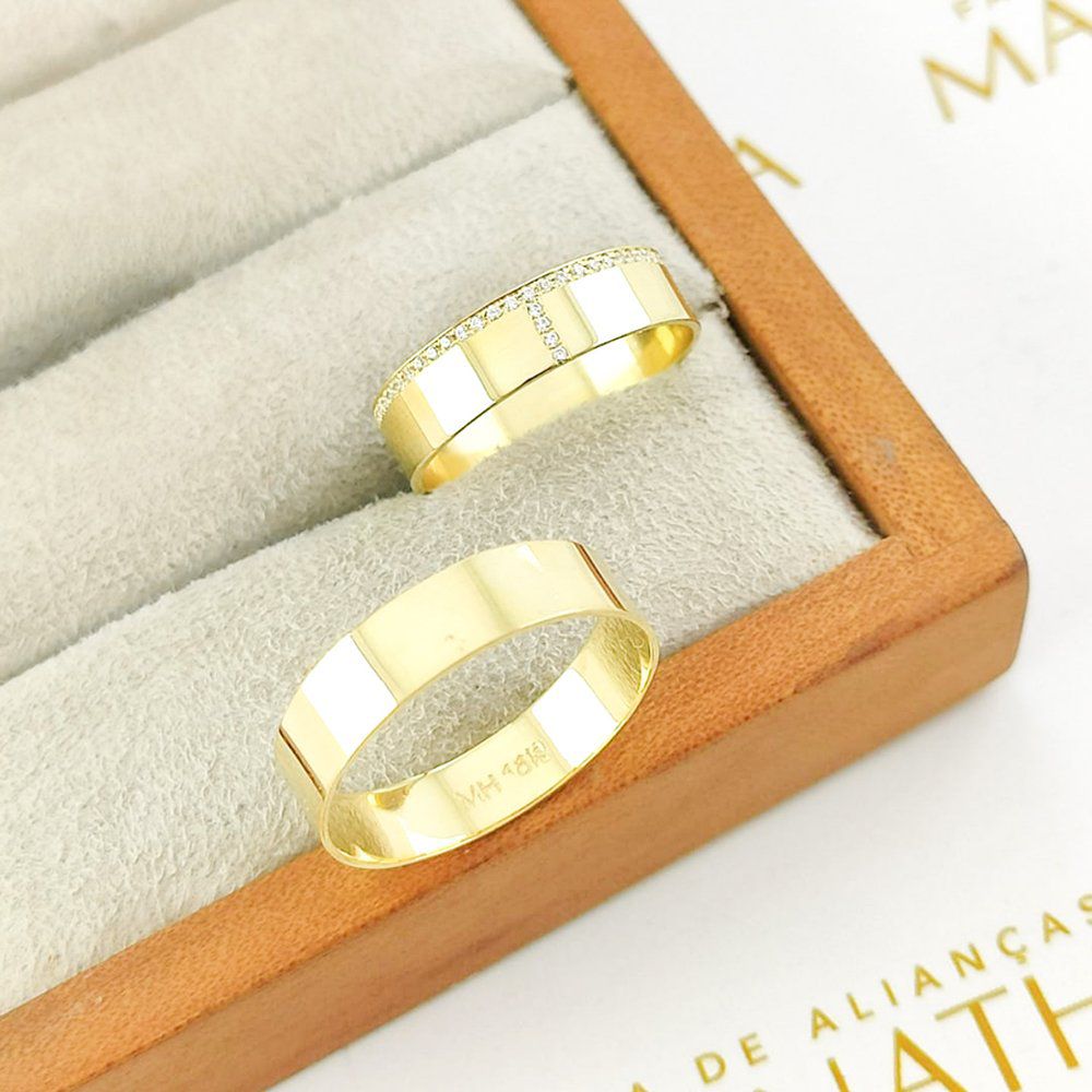 Alianças Em Ouro Modelo Azerbaijão 5mm Polida Reta...