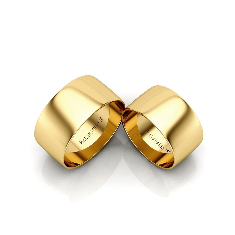 Alianças Em Ouro 18k Chipre 10mm Polida Meia Cana