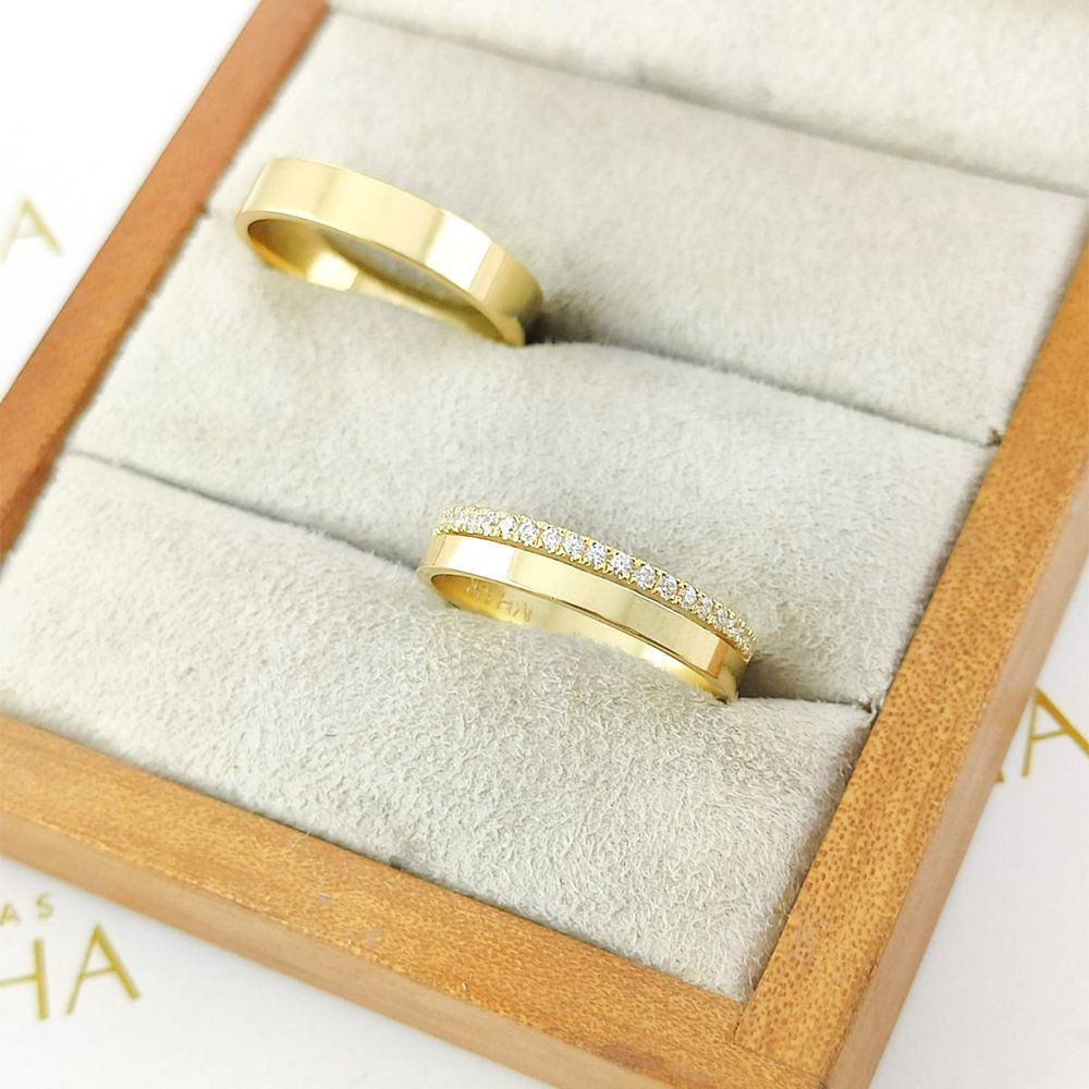 Alianças Em Ouro 18k Cuba 4mm Polida Reta