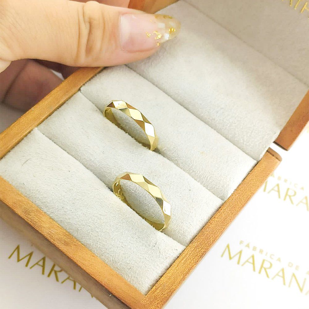 Alianças Em Ouro 18k Dublin 3mm Diamantadeira Meia Cana