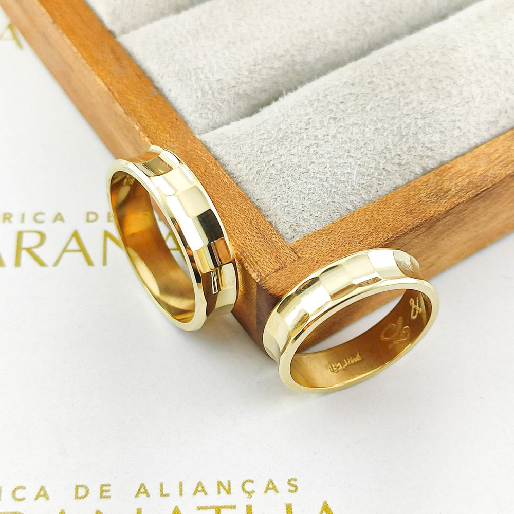 Alianças Em Ouro 18k Escócia 4mm Diamantadeira Côncava