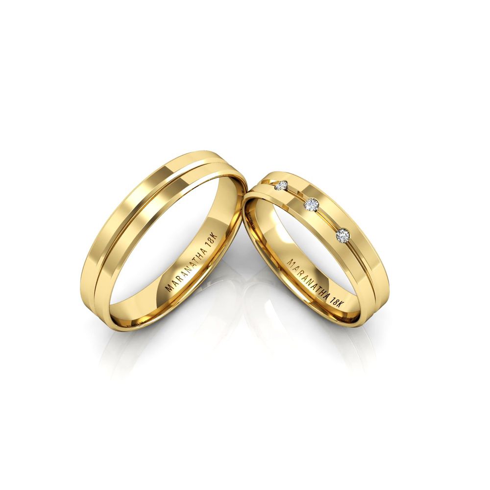 Alianças Em Ouro 18k Inglaterra 4mm Polida Reta Chanfrada