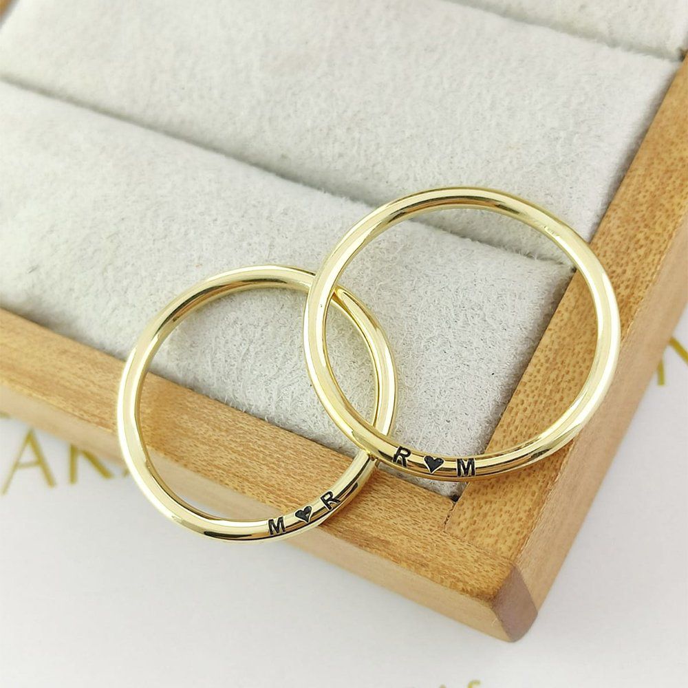 Alianças Em Ouro 18k Irã 2mm Polida Cilíndrica
