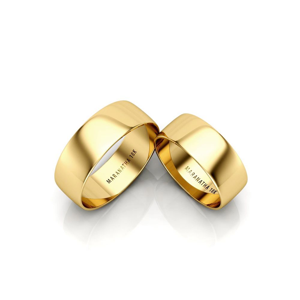Alianças Em Ouro 18k Kingston 7mm Polida Meia Cana