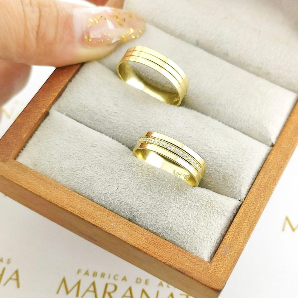 Alianças Em Ouro Modelo Kiribati 5mm Polida Reta