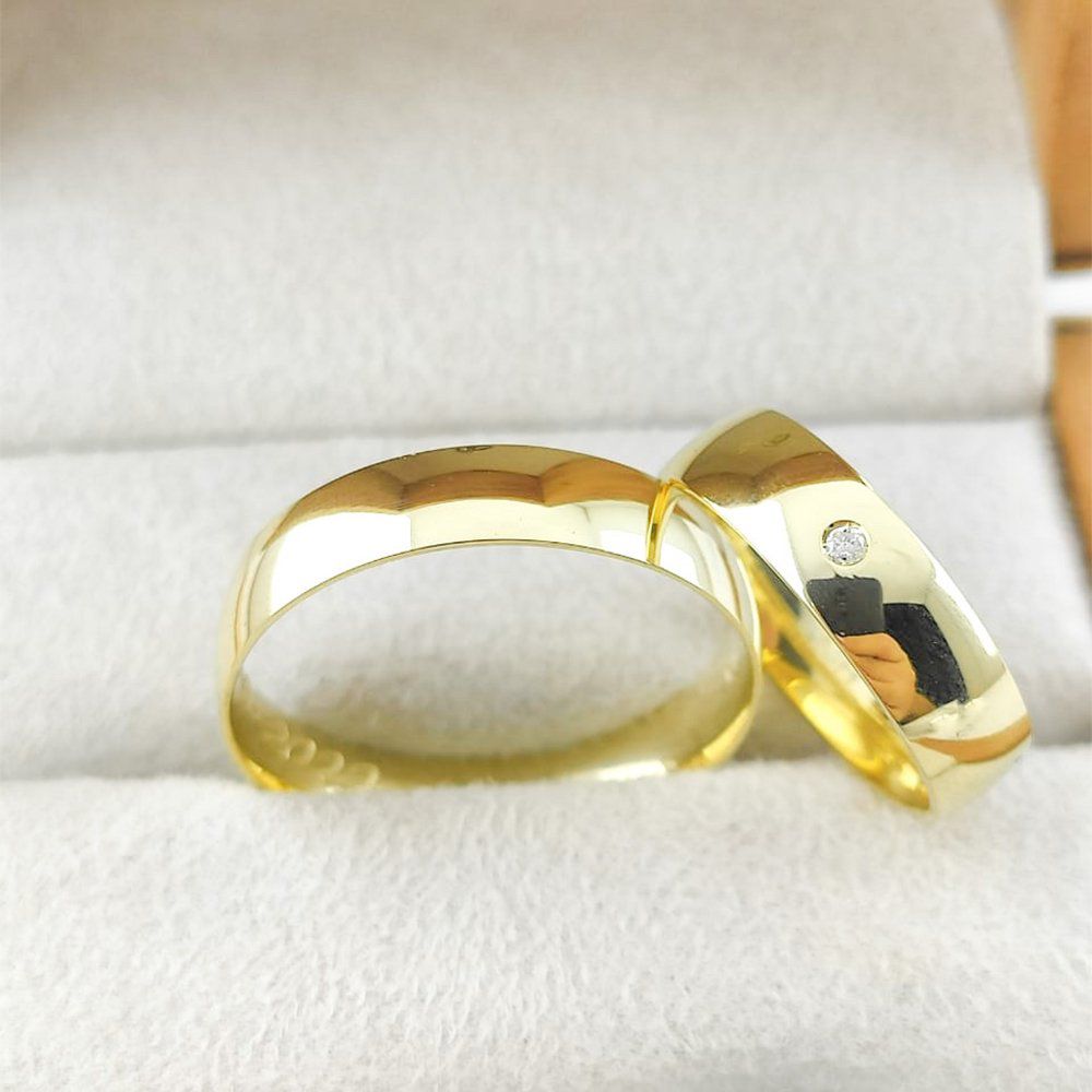 Alianças Em Ouro 18k Londres 5mm Polida Meia Cana