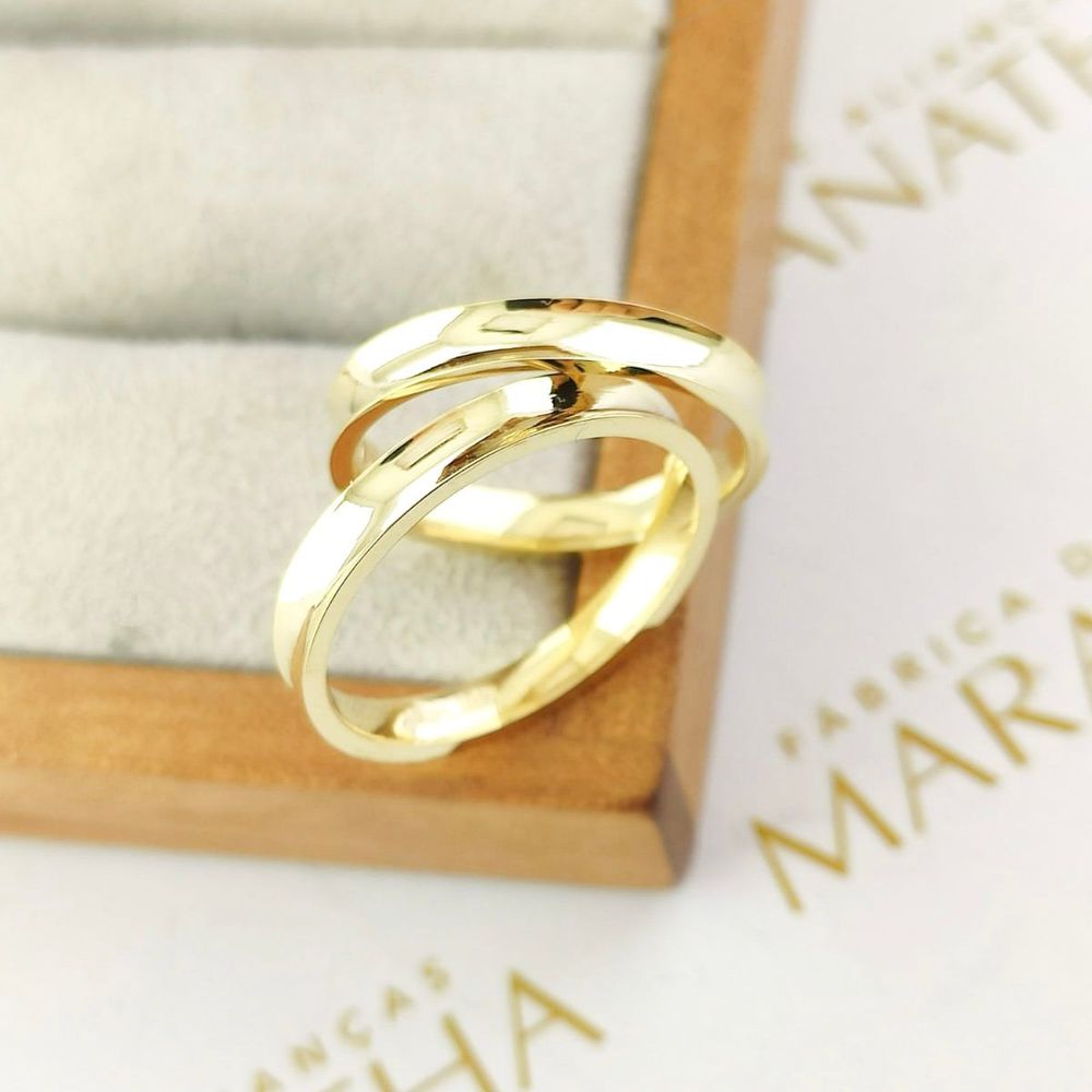 Alianças Em Ouro 18k Marrocos 3mm Polida Côncava
