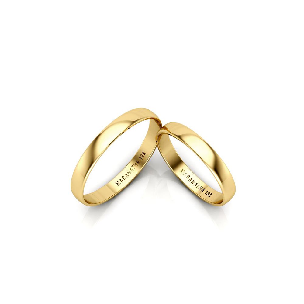 Alianças Em Ouro 18k Noruega 3mm Polida Meia Cana