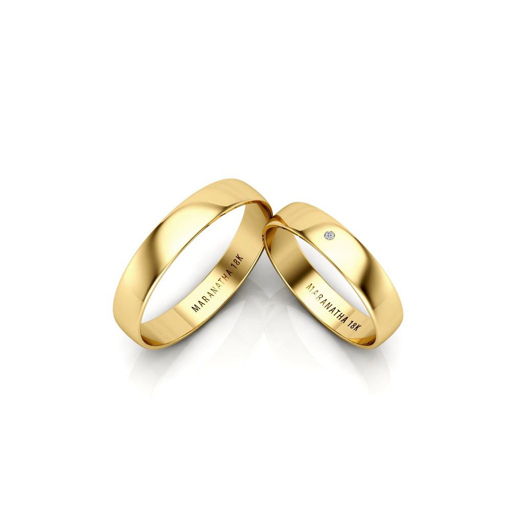 Alianças Em Ouro 18k Polônia 4mm Polida Meia Cana