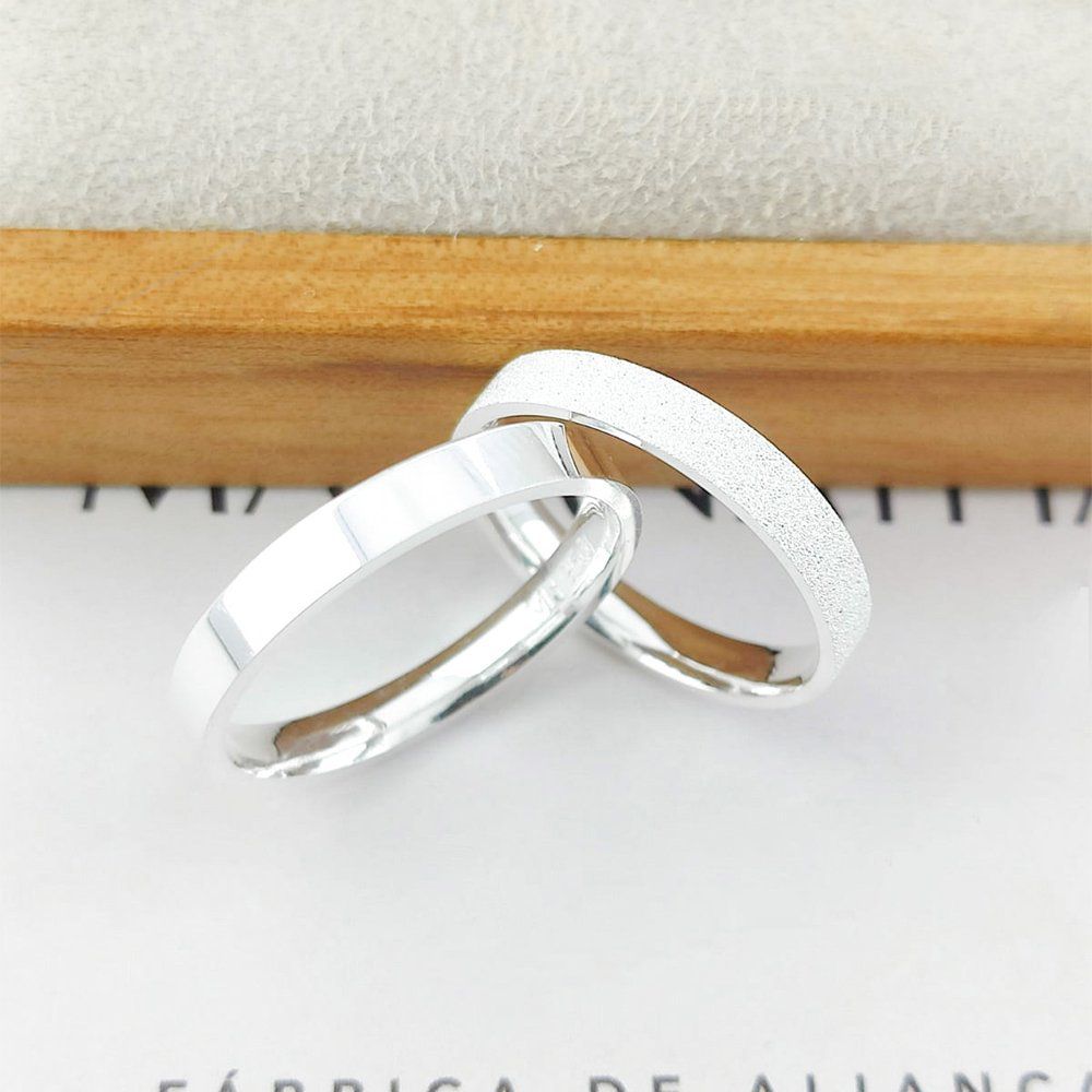 Alianças Em Prata 950 Paraty 3mm Polida e Fosco Di...