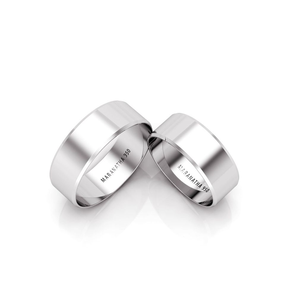 Alianças Em Prata 950 Sauípe 7mm Polida Reta Chanf...