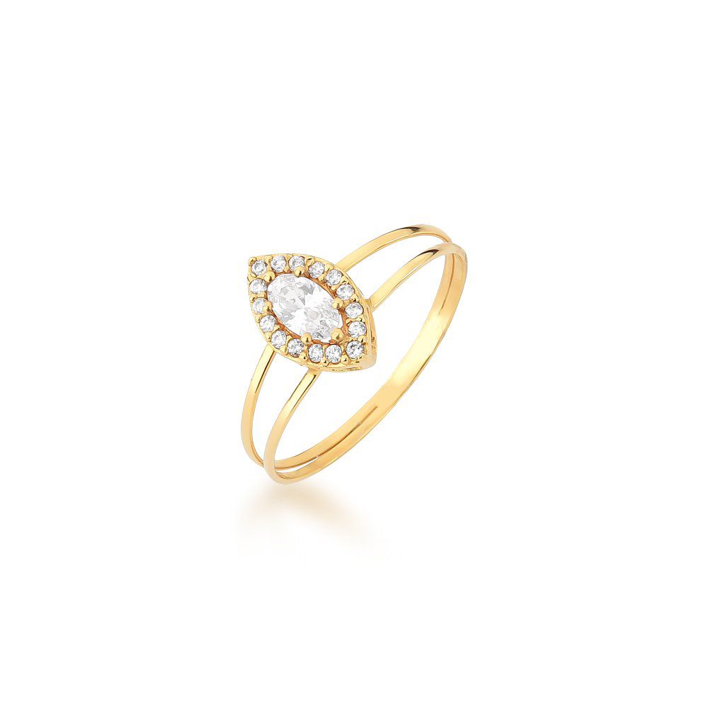 Anel De Noivado Hermosa Em Ouro 18k