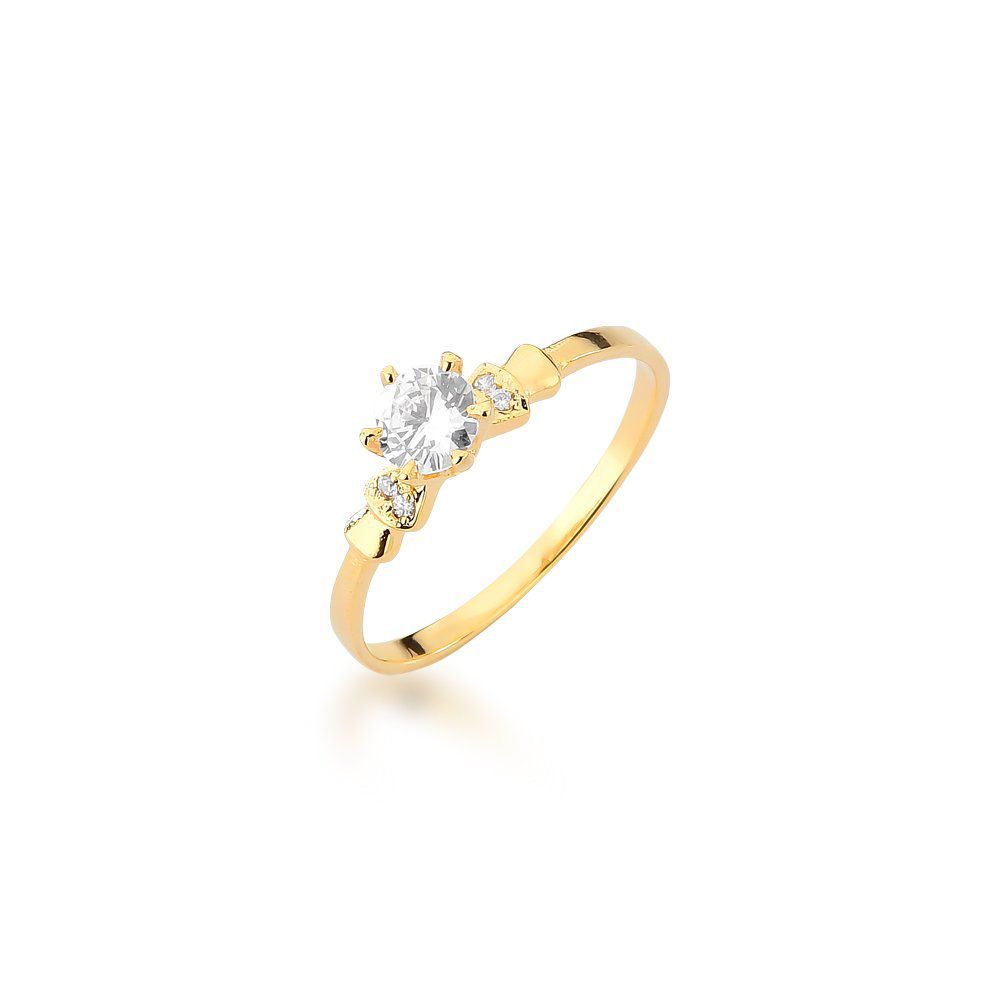 Anel De Noivado Luana Em Ouro 18k