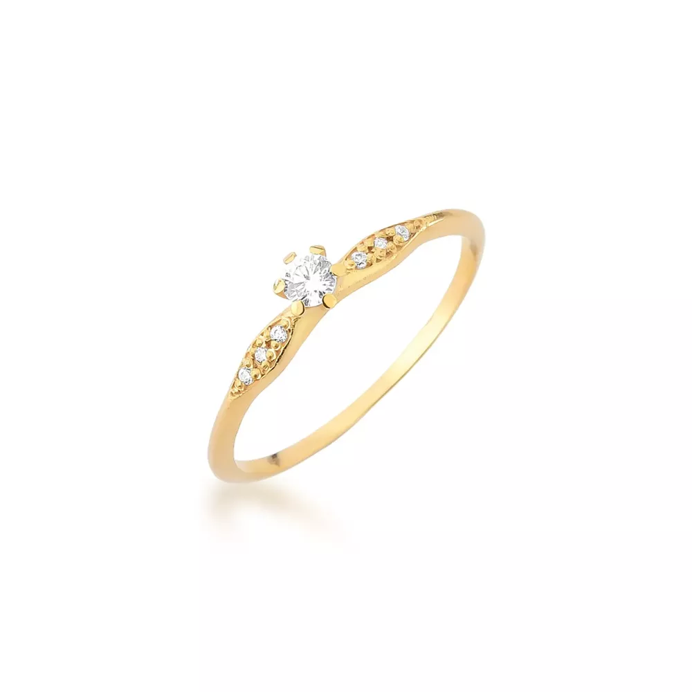 Anel De Noivado Cecília Em Ouro 18k