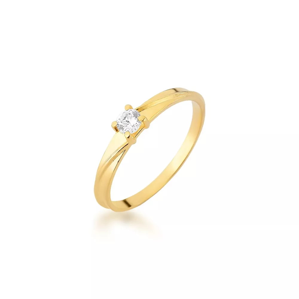 Anel De Noivado Bruna Em Ouro 18k