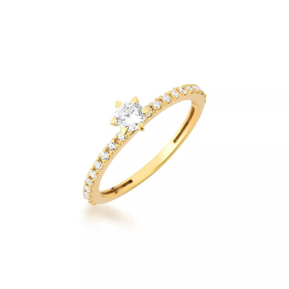 Anel De Noivado Cléo Em Ouro 18k