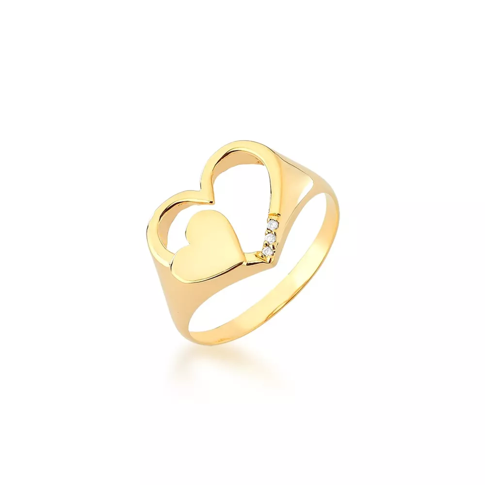 Anel De Coração Jade Em Ouro 18k