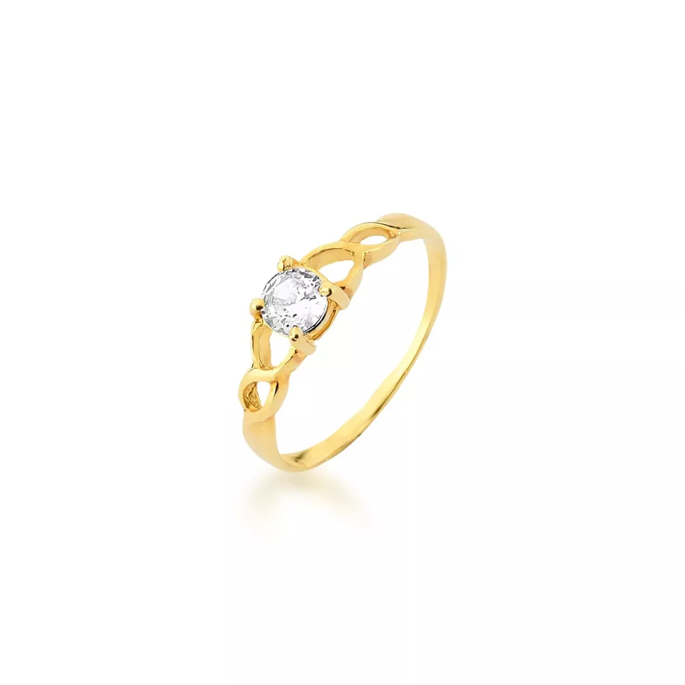 Anel De Noivado Leila Em Ouro 18k