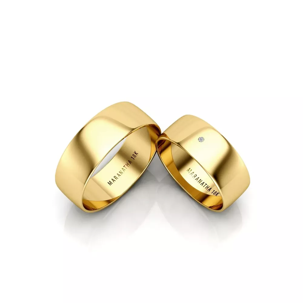 Alianças Em Ouro 18k Suíça 7mm Polida Meia Cana