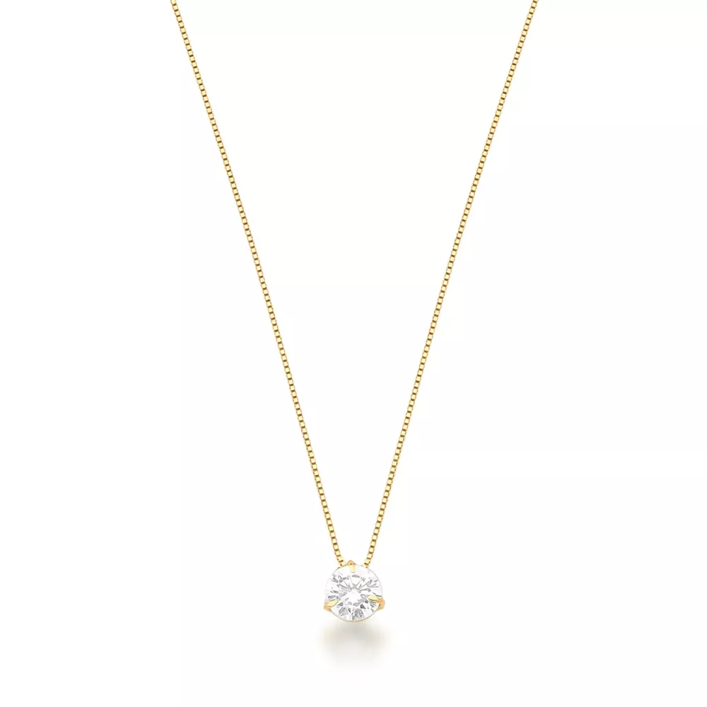 Conjunto Corrente e Pingente Ponto De Luz Em Ouro 18k