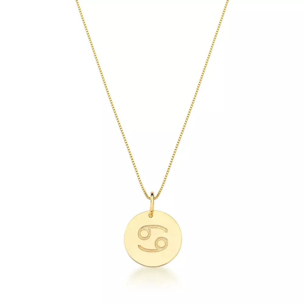 Conjunto Corrente Veneziana e Pingente De Signo Câncer Ouro 18k