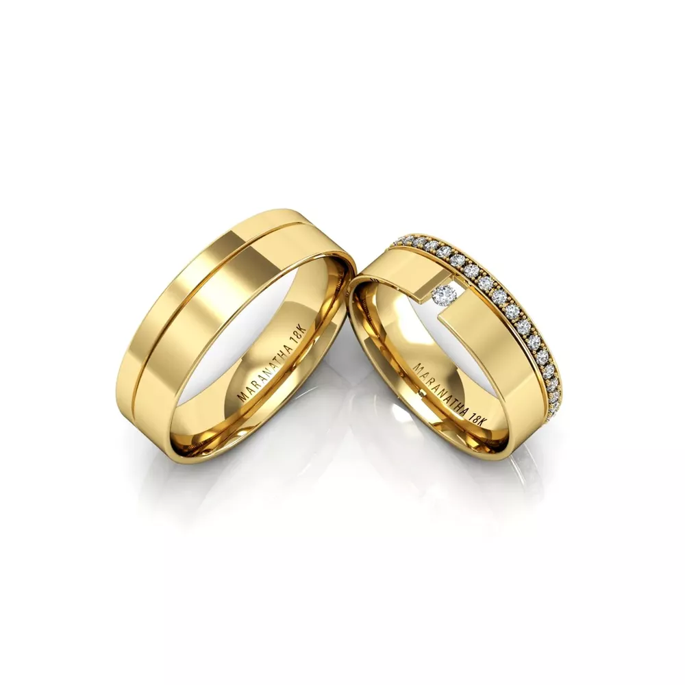 Alianças Em Ouro 18k Assunção 7mm Polida Reta