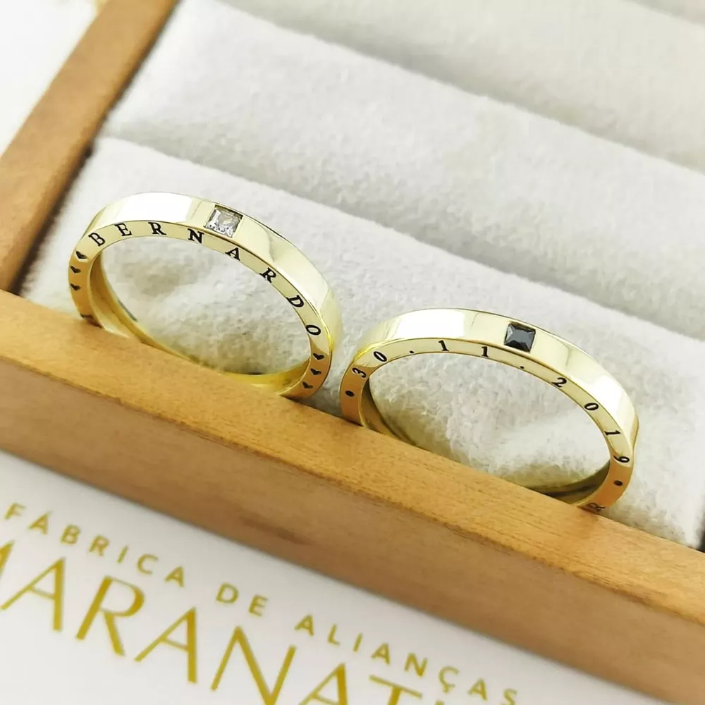 Alianças Em Ouro 18k Suriname 3mm Polida Reta