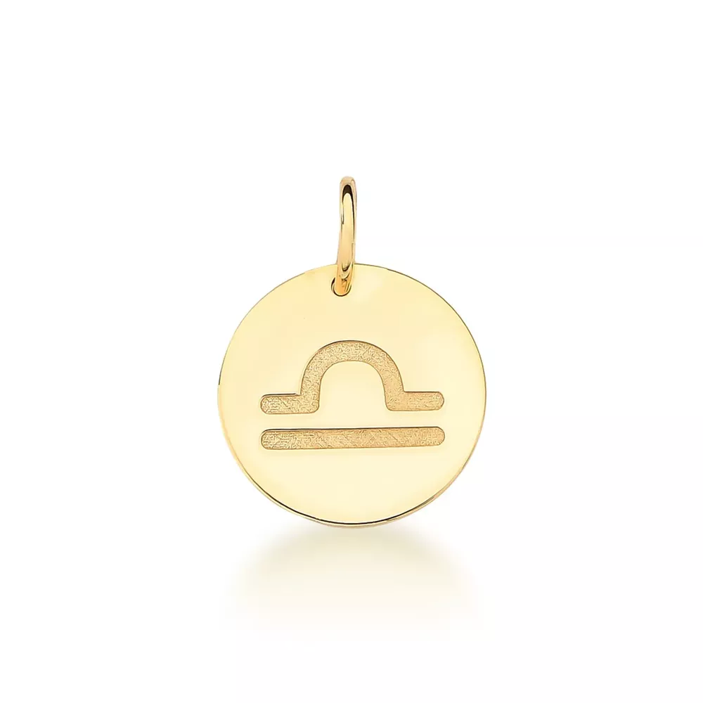 Pingente De Signo Libra Em Ouro 18k