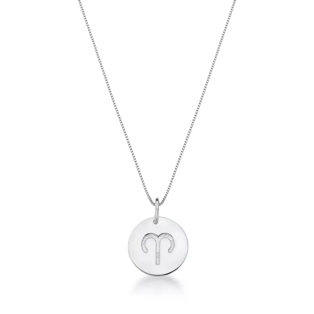 Conjunto Corrente Veneziana e Pingente De Signo Áries Em Prata