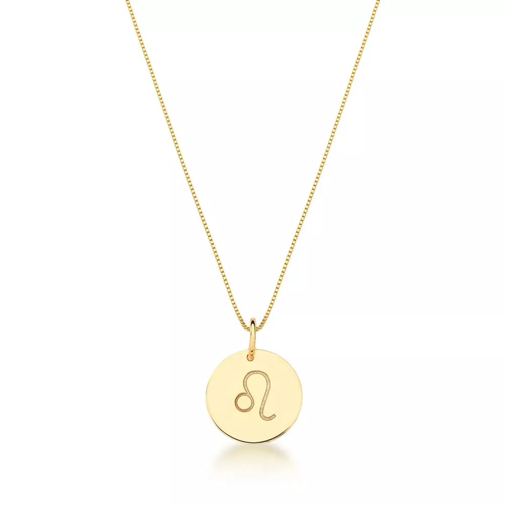 Conjunto Corrente Veneziana e Pingente De Signo Leão Em Ouro 18k