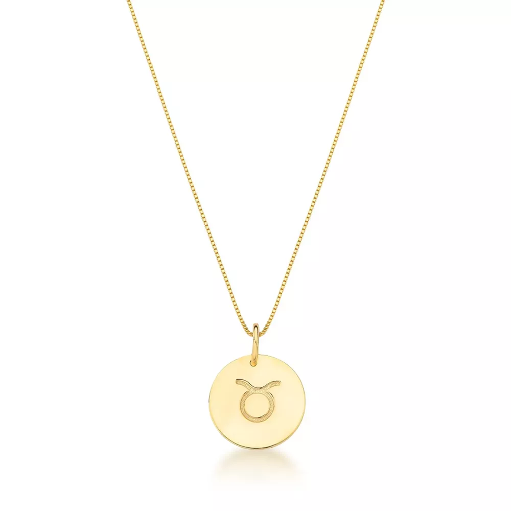 Conjunto Corrente Veneziana e Pingente De Signo Touro Em Ouro 18k