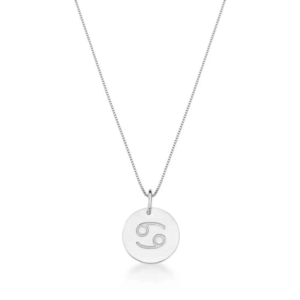 Conjunto Corrente Veneziana e Pingente De Signo Câncer Em Prata