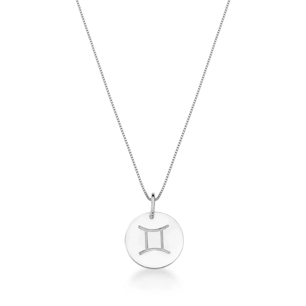 Conjunto Corrente Veneziana e Pingente De Signo Gêmeos Em Prata