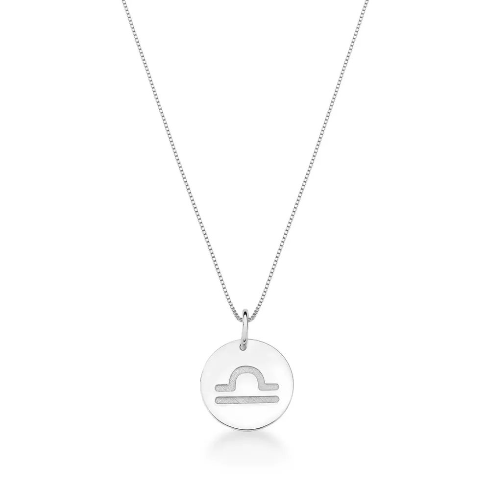 Conjunto Corrente Veneziana e Pingente De Signo Libra Em Prata