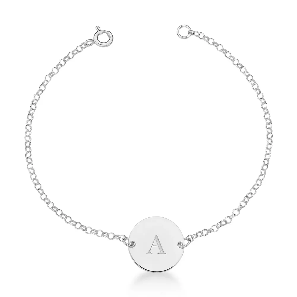 Pulseira Letra Personalizada Com Corrente Elo Português Em Prata
