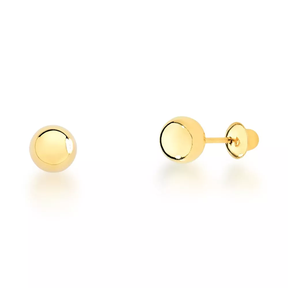 Par De Brincos Bolinha Em Ouro 18k 3mm