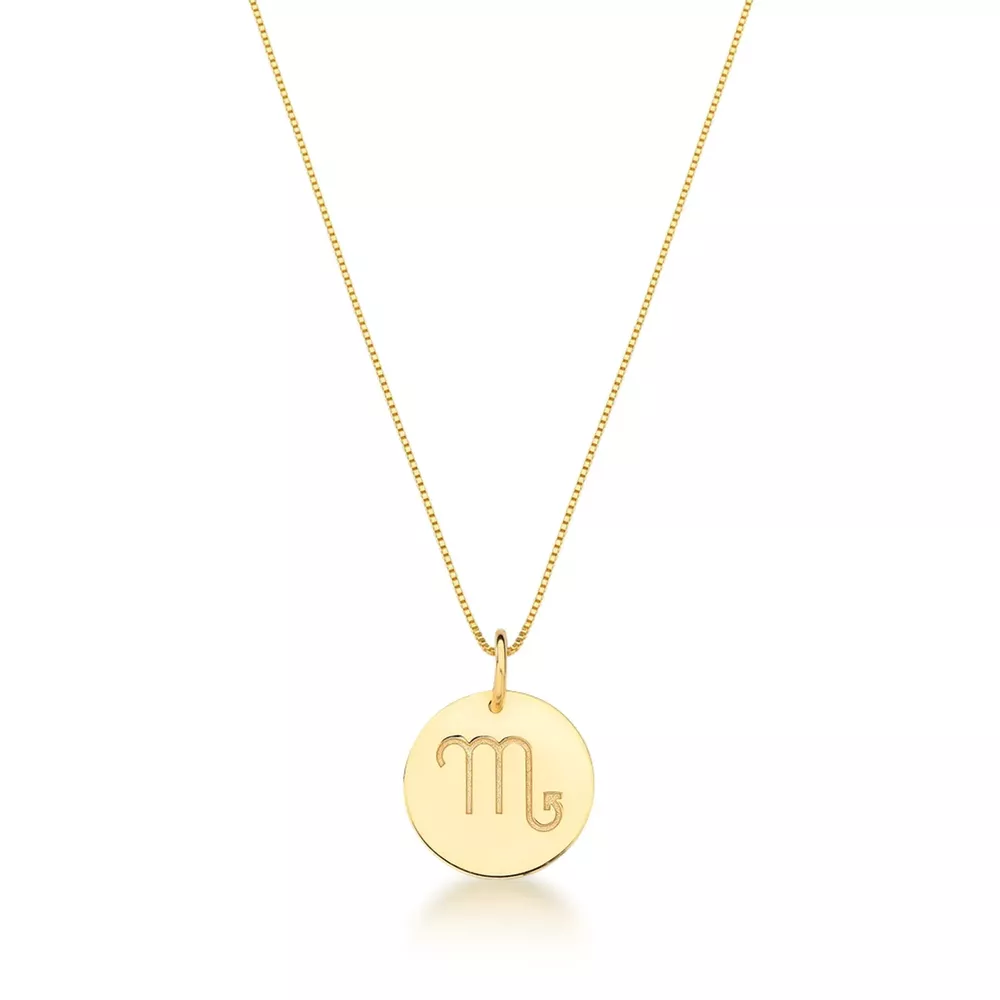 Conjunto Corrente Veneziana e Pingente De Signo Escorpião Ouro 18k