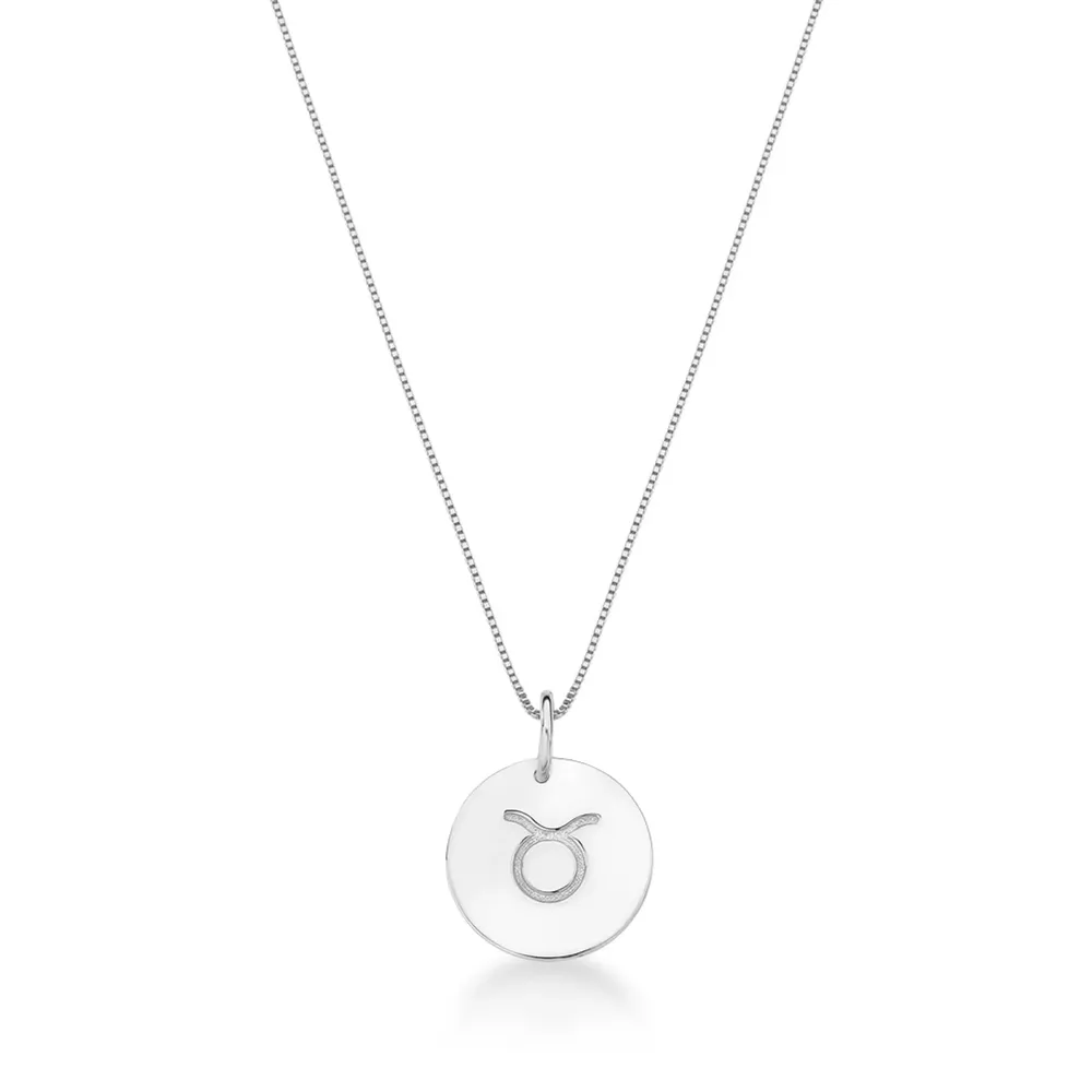 Conjunto Corrente Veneziana e Pingente De Signo Touro Em Prata