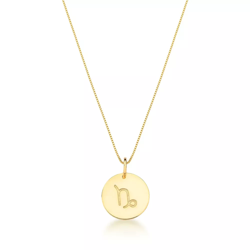 Conjunto Corrente Veneziana e Pingente De Signo Capricórnio Em Ouro 18k