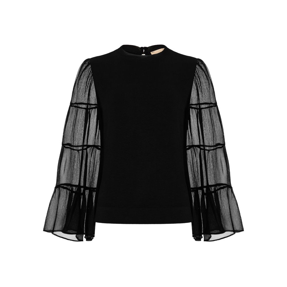Blusa Ana -seda pura preto - MATIBRAND