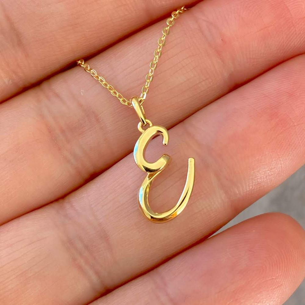 Pingente Letra E de Ouro 18K Feminino