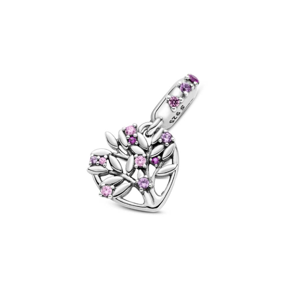 Charm Pandora Pendente De Coração E Árvore Da Família Rosa