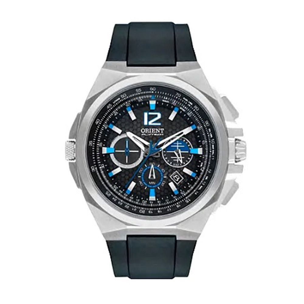 Relógio Orient Cronógrafo Flytech Prata Pulseira Preta MBTPC007