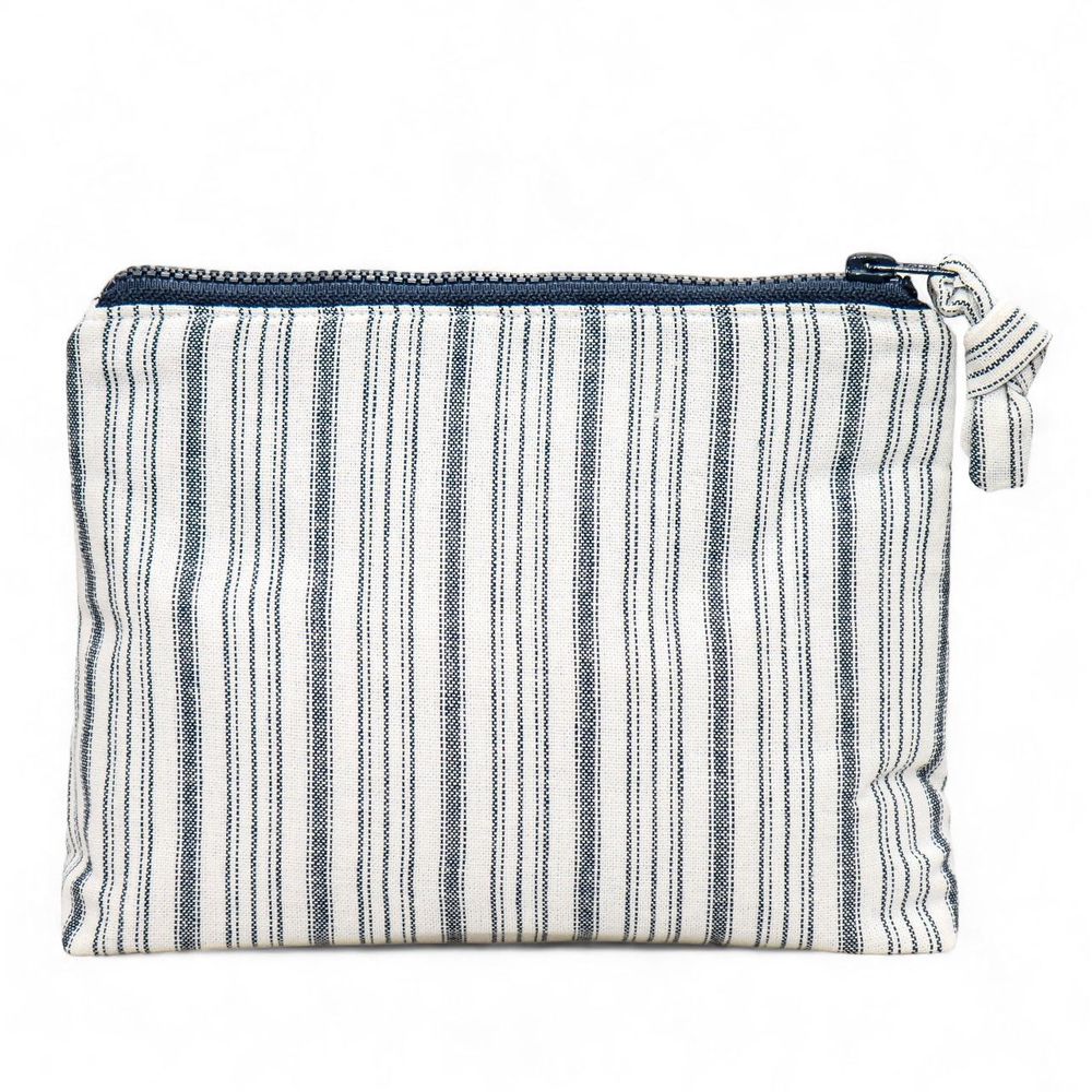 Necessaire Luísa - Azul Listrada - Mistik Beauty Cosmetics