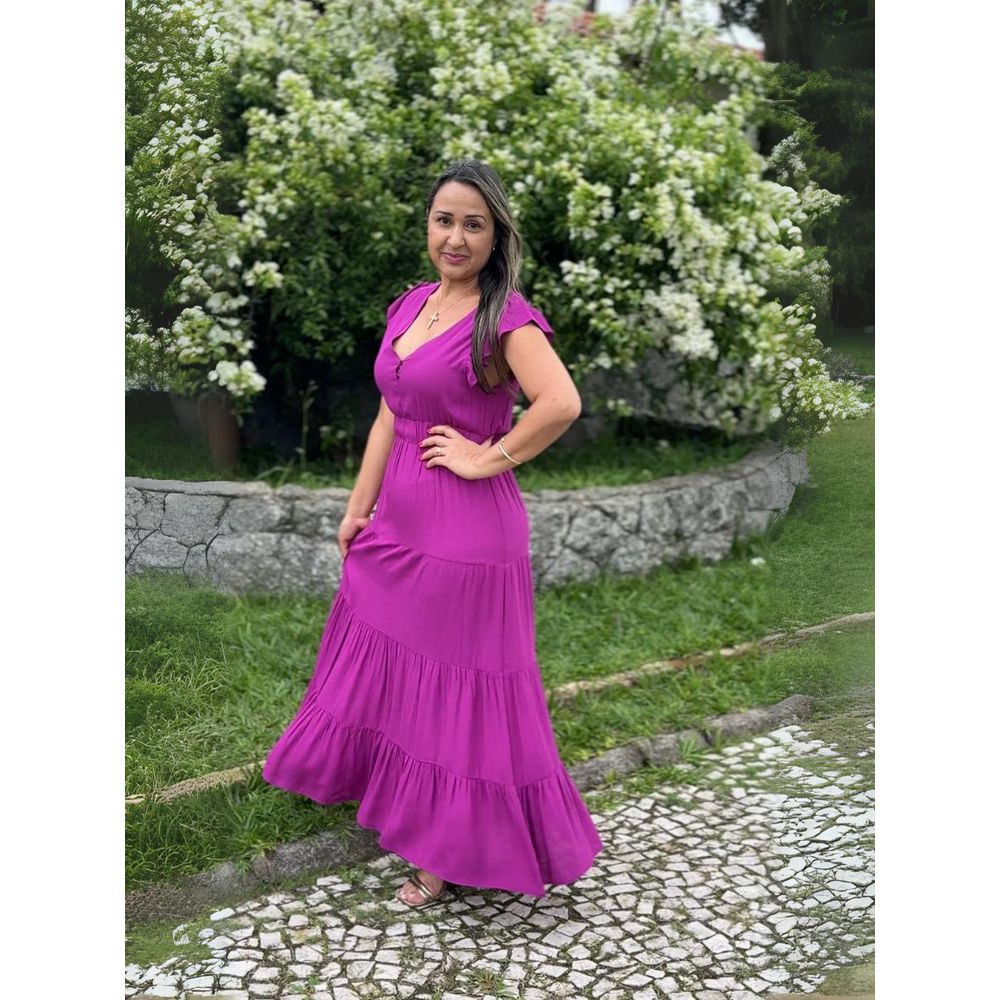 Vestido Max Com Elástico Crepe 3 Marias REF:411120