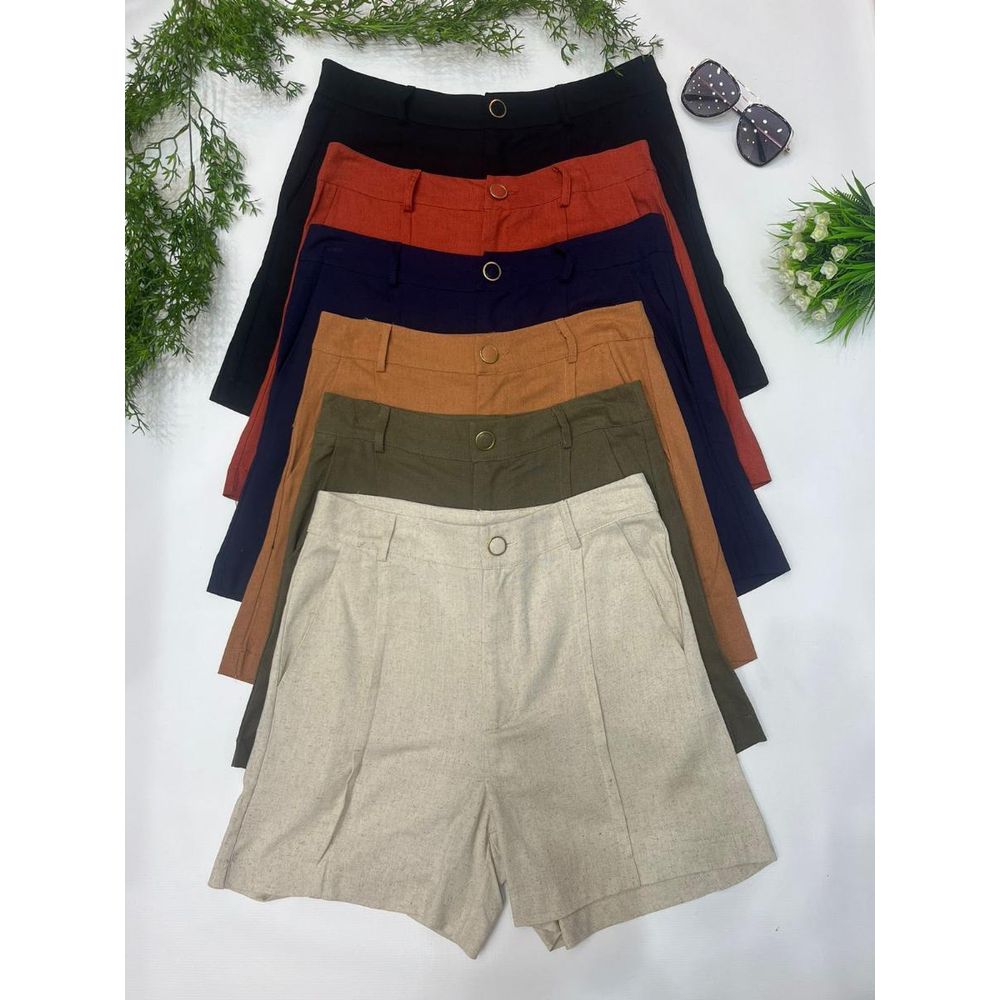 SHORTS C/BOLSO FEM. AD. CURTO LINHO REF:YM6005