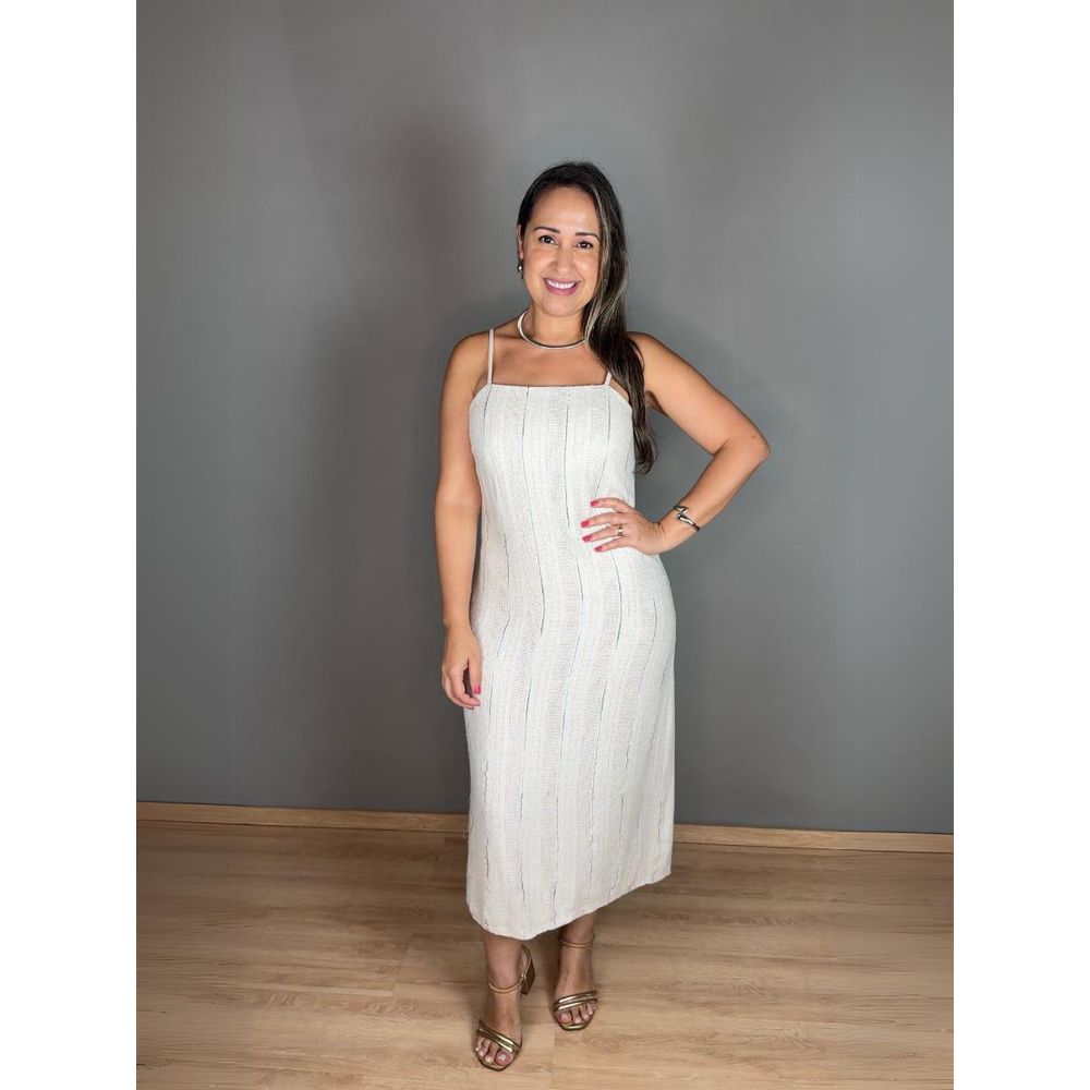Vestido Midi Fio Colorido Linho REF:411133