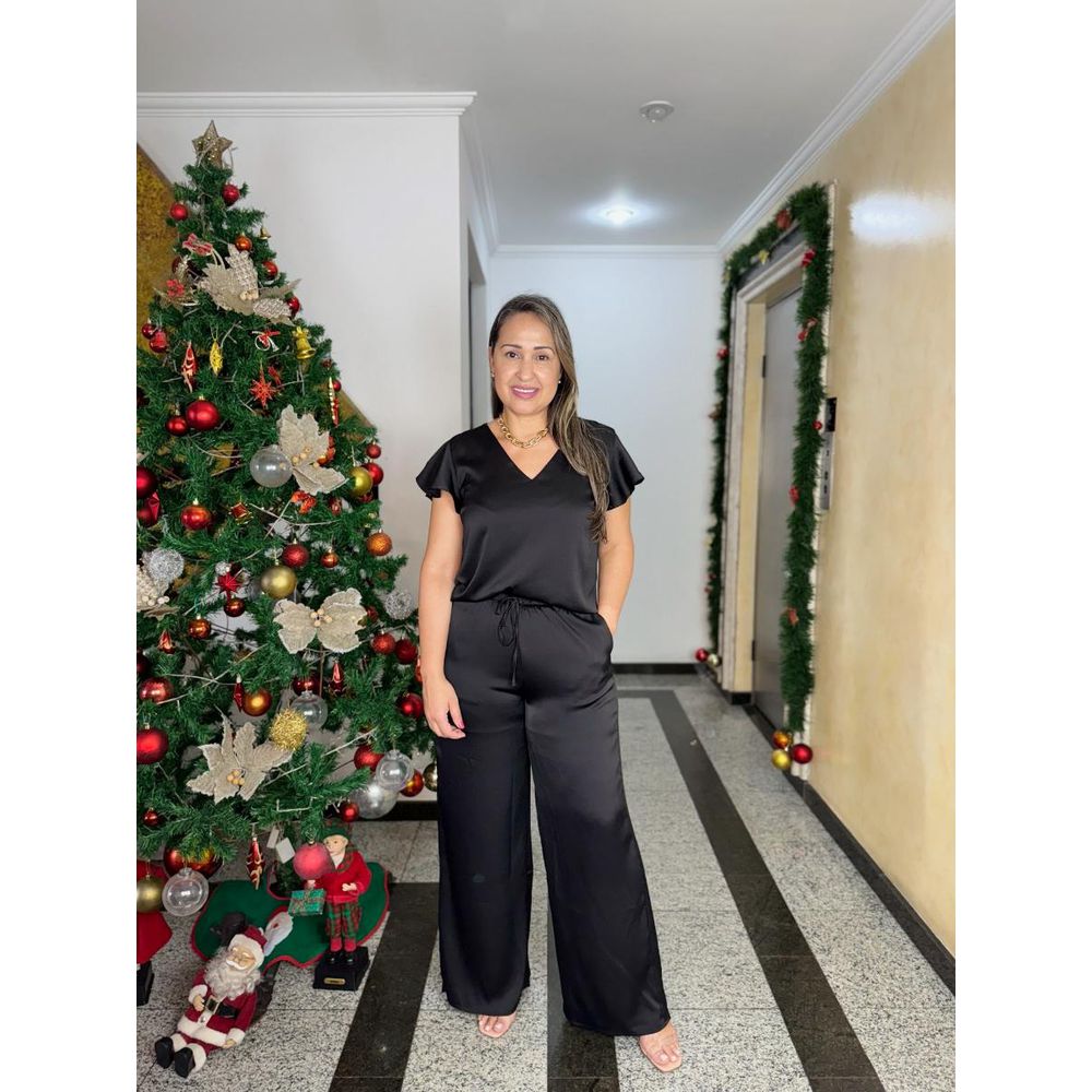 Blusa Acetinada Com Gola V REF:411156