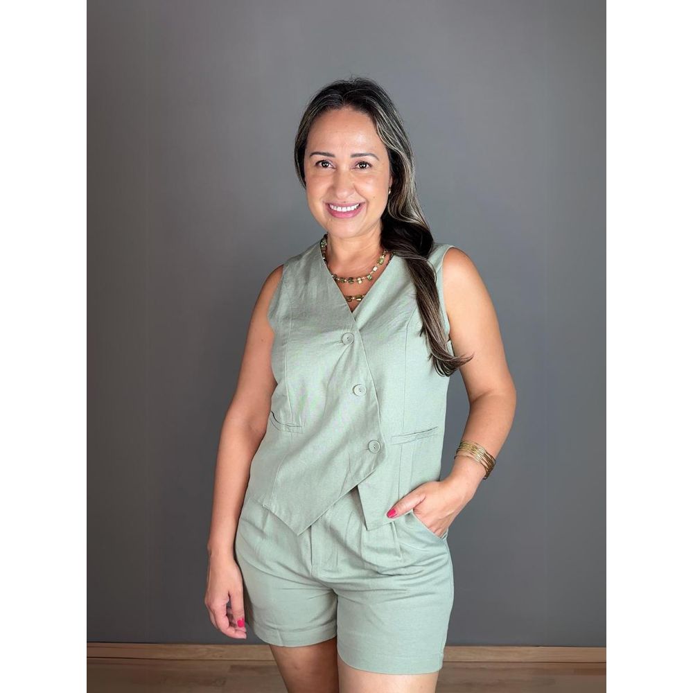 Conjunto Colete Com Shorts Viscose REF:QL26021